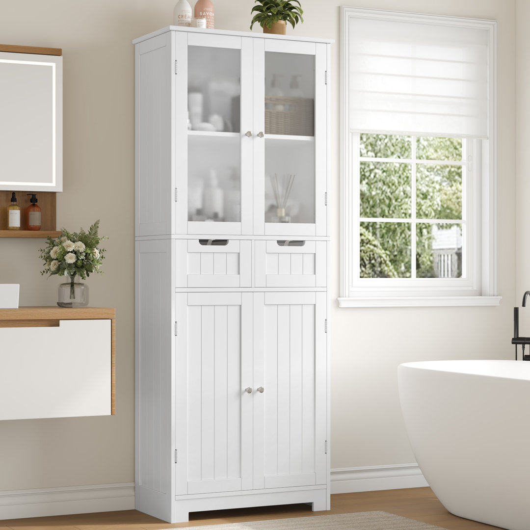 Hunsberger 23.6'' W x 67'' H x 11.4'' D Linen Cabinet with 2 Drawers